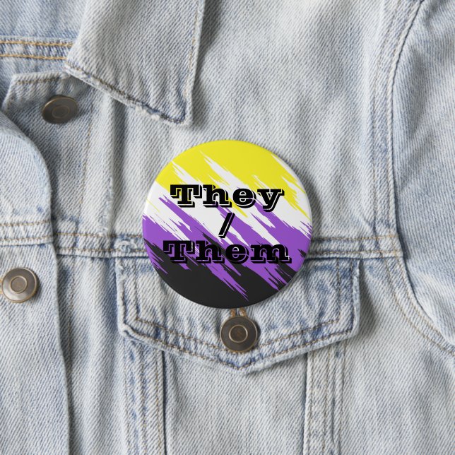 Customisable Pronoun Zigzag Nonbinary Pride Flag 7.5 Cm Round Badge (In Situ)