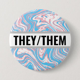 Customisable Pronouns-Marbled Transgender Flag 7.5 Cm Round Badge