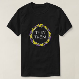 Customisable Pronouns Nonbinary Ouroboros Snake T-Shirt