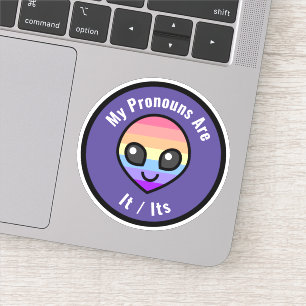 Customisable Pronouns - Xenogender Alien Sticker