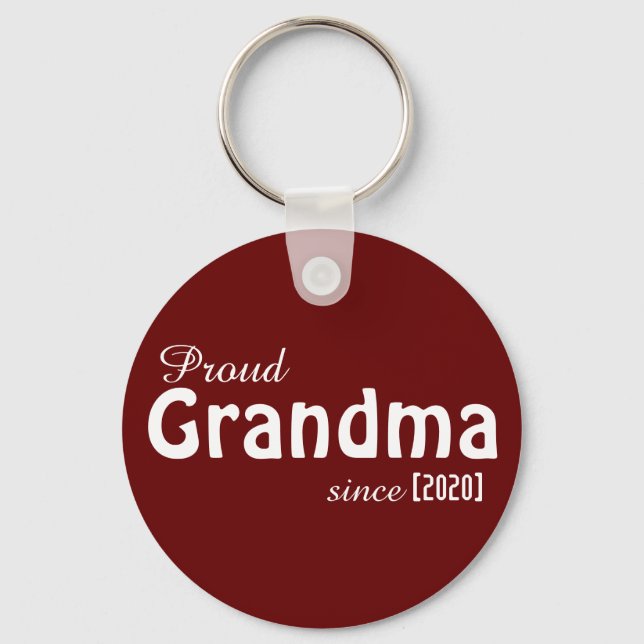 Customisable Proud Grandma since keychain! Key Ring (Front)