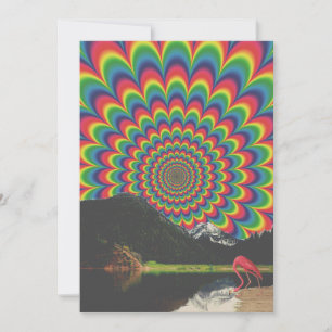 Customisable Psychedelic Flamingo Collage Nature Holiday Card