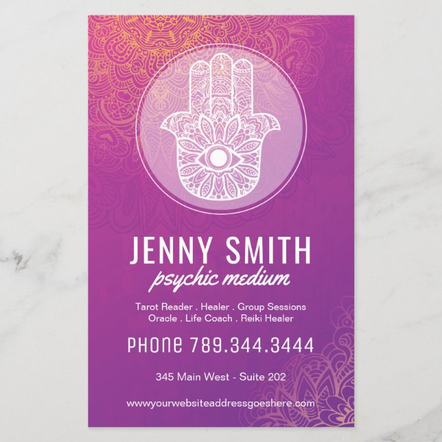 Customisable Psychic Medium Hamsa Flyer (Front)