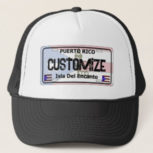 Customisable Puerto Rico flag license plate hat