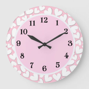 Customisable Puffy Hearts Large Clock