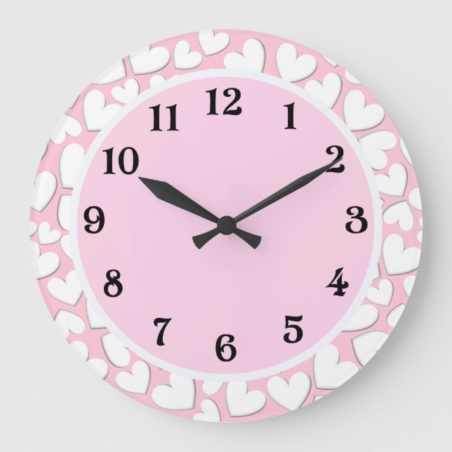 Customisable Puffy Hearts Large Clock (Front)