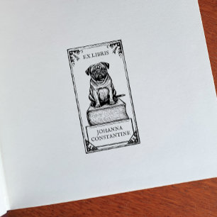 Customisable Pug Bookplate Rubber Stamp
