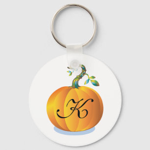 Customisable Pumpkin Initial K Key Ring