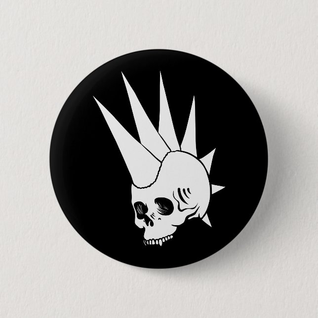 Customisable Punk Jawless Skull Version 2 6 Cm Round Badge (Front)