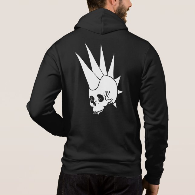 Customisable Punk Jawless Skull Version 2 Hoodie (Back)