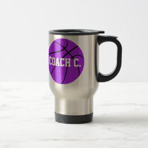 Customisable Purple Basketball Coach Travelling Mu Travel Mug