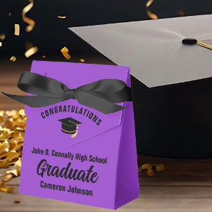 Customisable Purple Black Graduation Party Favour Box