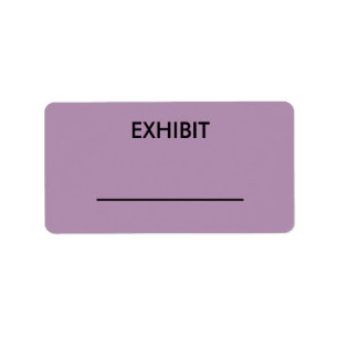 Customisable purple court reporter exhibit sticker