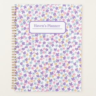 Customisable purple floral planner