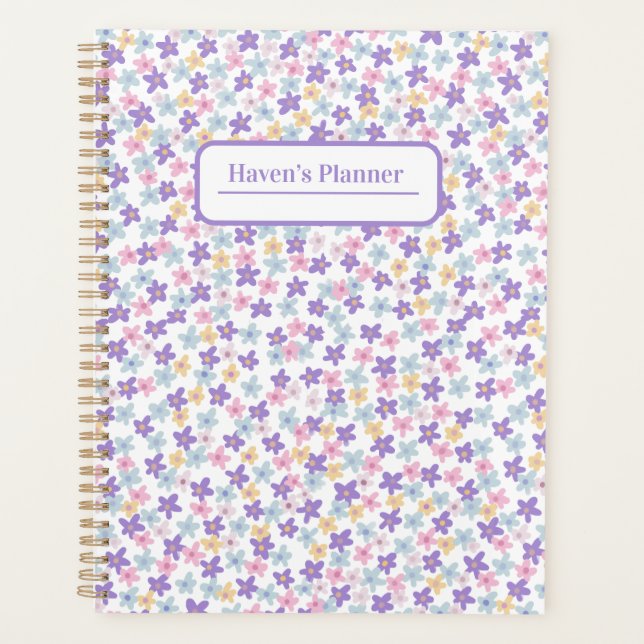 Customisable purple floral planner (Front)