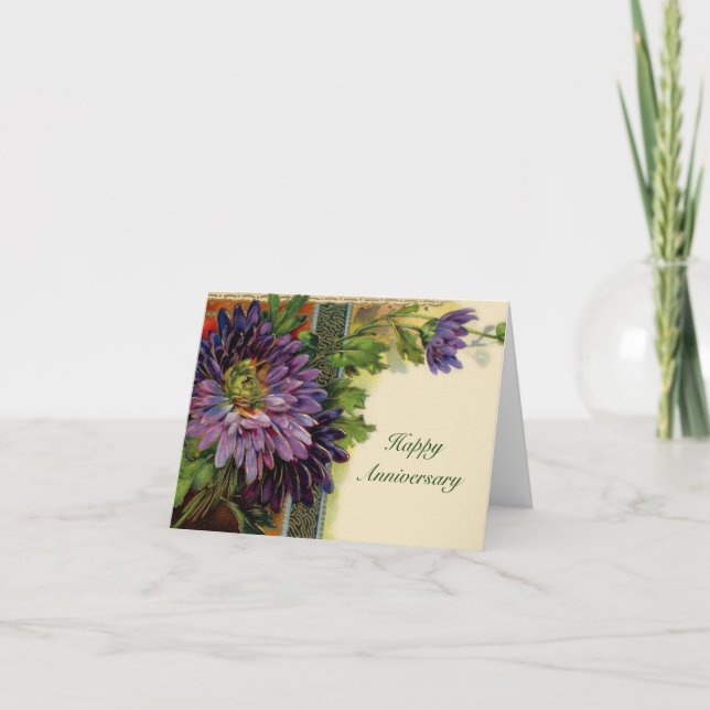 Customisable Purple Flower Card - Add Your Text. (Front)