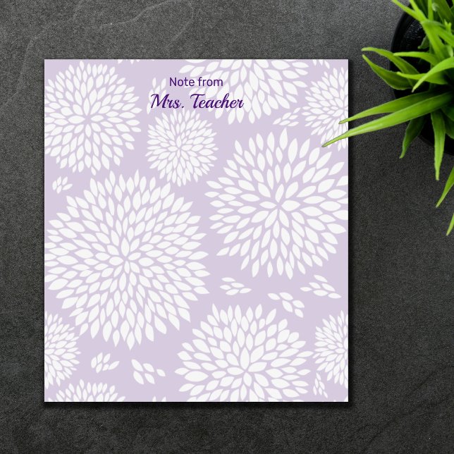 Customisable purple flower pattern teacher notepad (Creator Uploaded)