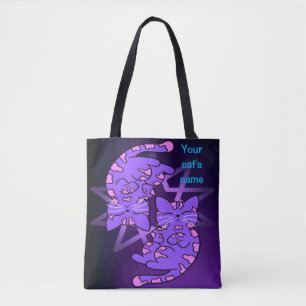 Customisable Purple Gemini Kittens Decagon Purple Tote Bag