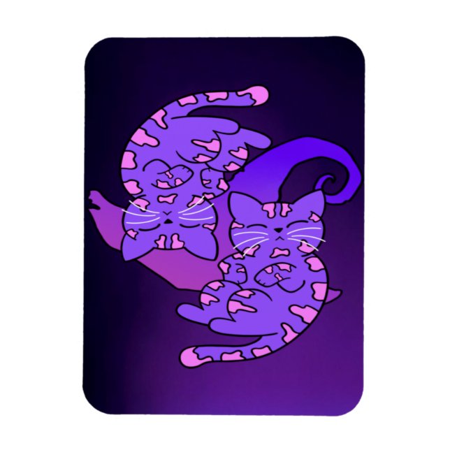 Customisable Purple Gemini Retro Neon Kittens Magn Magnet (Vertical)