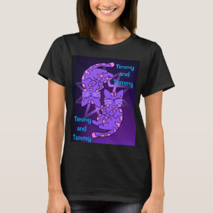 Customisable Purple Gemini Retro Neon Kittens T-Shirt