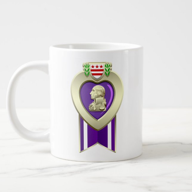 Customisable Purple Heart Medal 20oz Large Coffee Mug (Left)