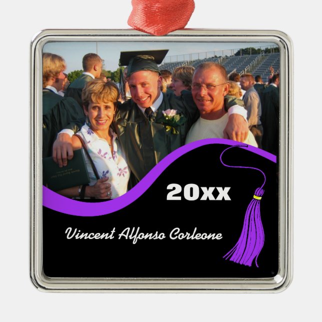 Customisable Purple Tassel Graduation Ornament (Front)