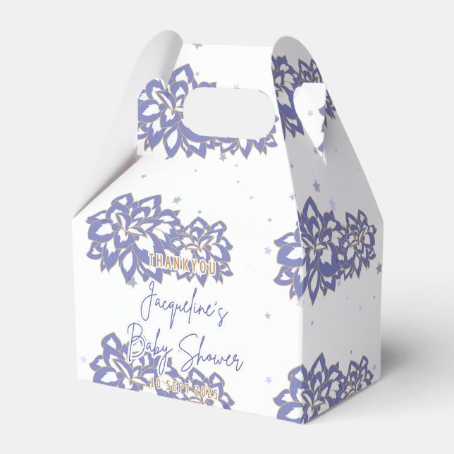 Customisable Purple theme baby shower Favour Box (Front Side)
