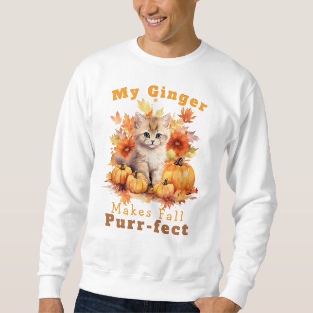 Customisable Purr-fect Autumn Cat Ginger Sweatshirt (Front)