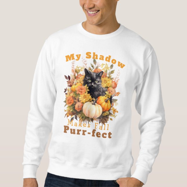 Customisable Purr-fect Autumn Cat Shadow Sweatshirt (Front)