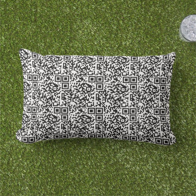 Customisable QR Code Black & White Abstract Geek Lumbar Cushion (Grass)