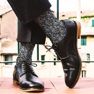   Customisable QR Code Black & White Abstract Geek Socks