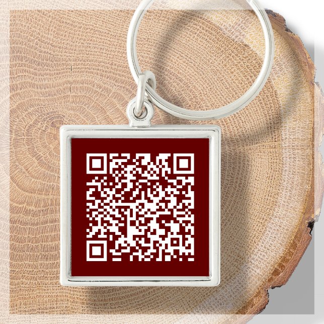 Customisable QR Code Burgundy Keychain (Creator Uploaded)