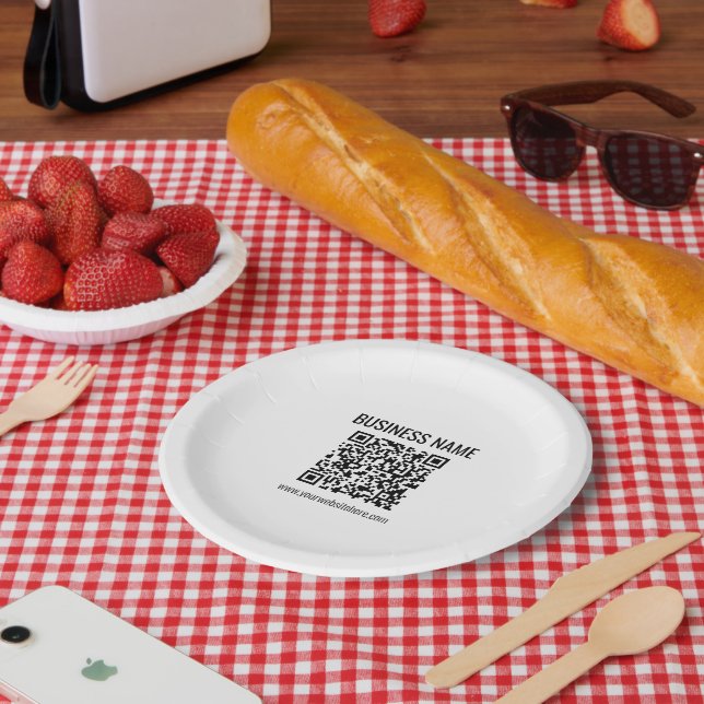 Customisable QR code & Business Name Paper Plate (Picnic)