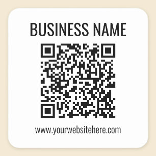 Customisable QR code & Business Name Square Sticker