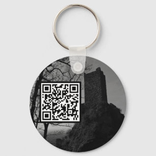 Customisable QR Code Castle Ruins Gothic Key Ring