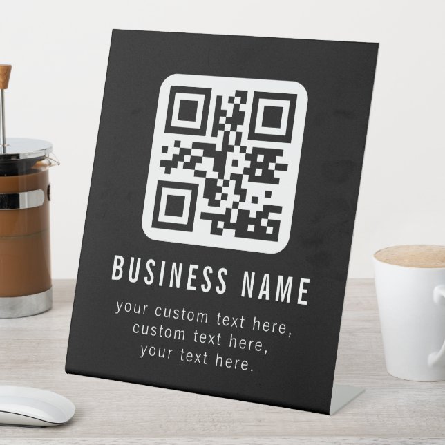 Customisable QR Code & Editable Text Design Pedestal Sign (In SItu)