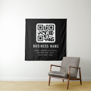 Customisable QR Code & Editable Text Design Tapestry