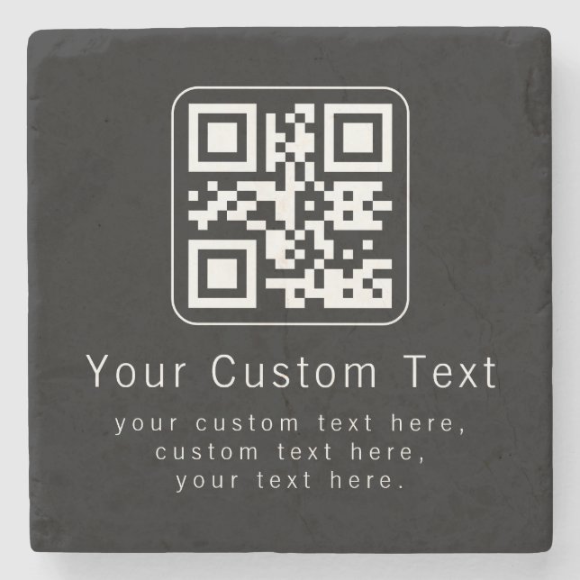 Customisable QR Code & Editable Text Template Stone Coaster (Front)