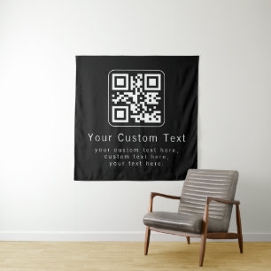 Customisable QR Code & Editable Text Template Tapestry