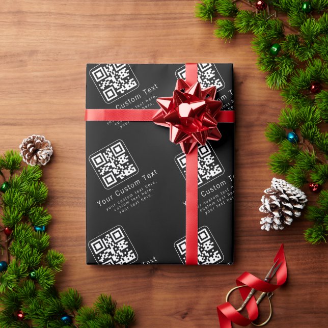 Customisable QR Code & Editable Text Template Wrapping Paper (Holiday Gift)