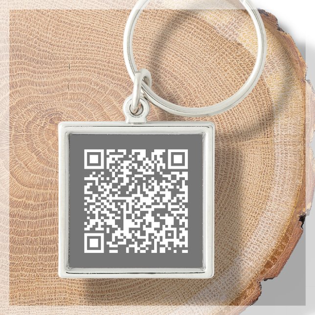 Customisable QR Code Grey & White Key Ring (Creator Uploaded)