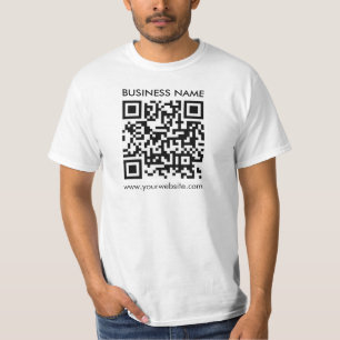 Customisable QR Code Mens Modern White Value T-Shirt