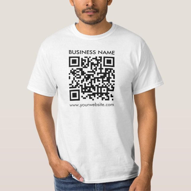 Customisable QR Code Mens Modern White Value T-Shirt (Front)