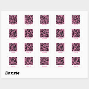 Customisable QR code SCAN ME pink Square Sticker