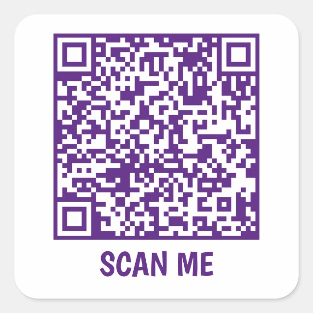 Customisable QR code SCAN ME purple Square Sticker (Front)