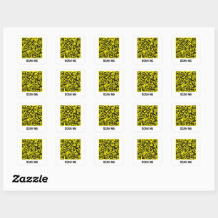 Customisable QR code SCAN ME yellow Square Sticker