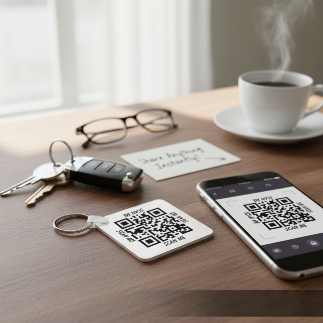 Customisable QR Code Share Anything Instantly! - Key Ring (Customizable QR Code Share Anything Instantly! - Keychain)