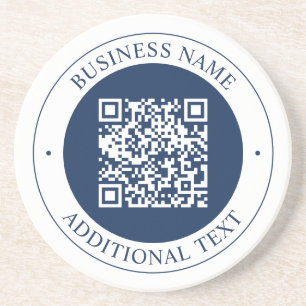 Customisable QR code & Text Dark Navy Blue Coaster