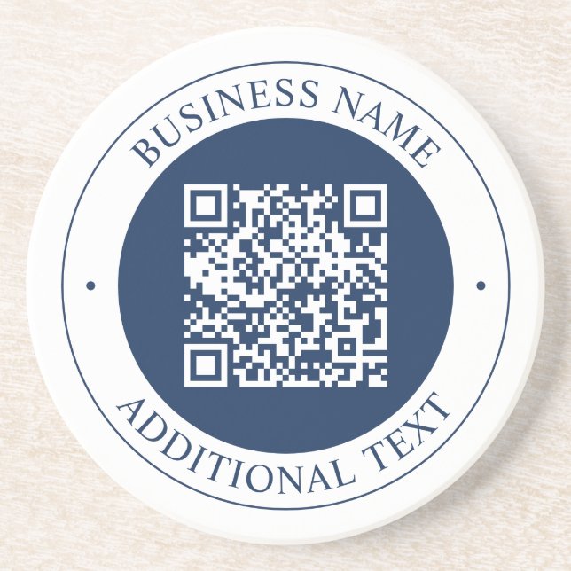 Customisable QR code & Text | Dark Navy Blue Coaster (Front)