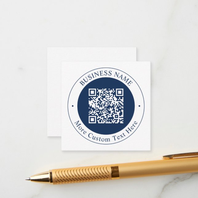 Customisable QR code & Text | Dark Navy Blue Enclosure Card (Front/Back In Situ)